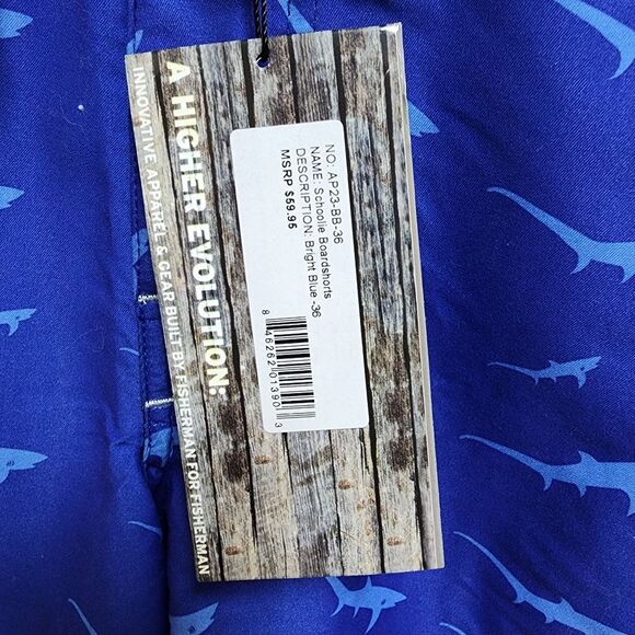 OHO Gear Fishing Boardshorts Mens 36 Blue Shark Outdoor Performance Pockets New - Picture 12 of 14